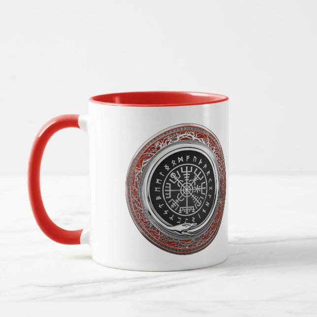 [200] Vegvisir - Viking Silver Magic Runic Compass Mugg (Vänster)