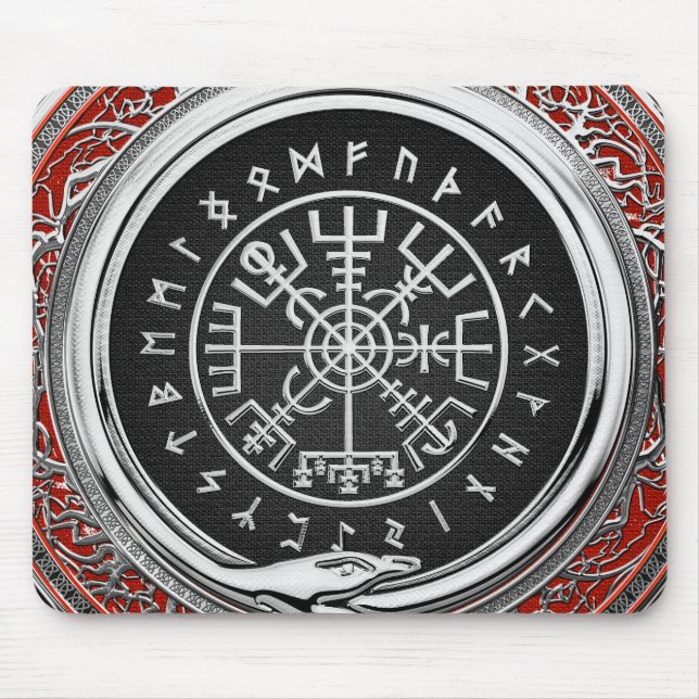 [200] Vegvisir - Viking Silver Magic Runic Compass Musmatta (Framsidan)