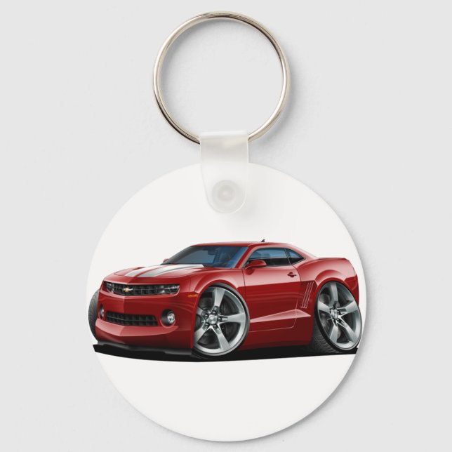 2010-12 Camaro Maroon White Car Nyckelring (Framsida)