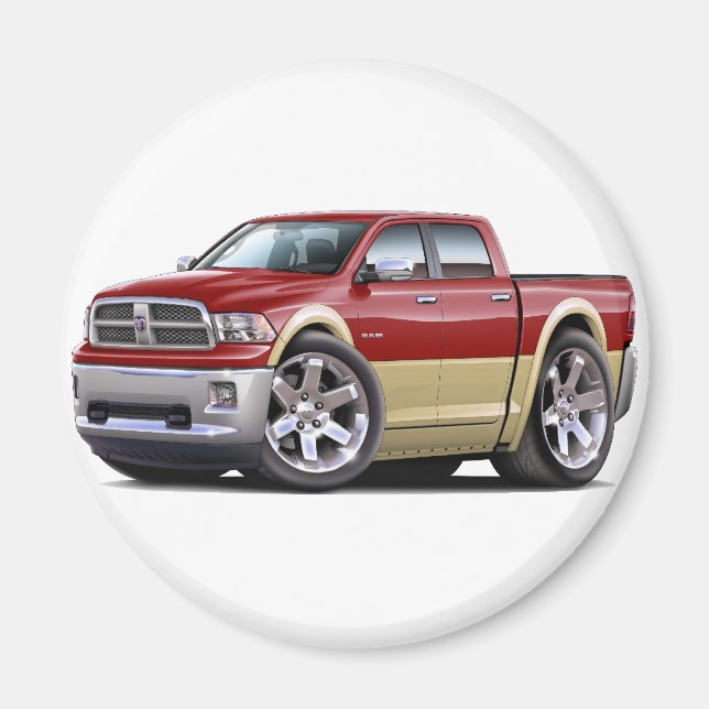 2010-12 Ram Dual Maroon-Tan Lastbil Magnet (Framsidan)