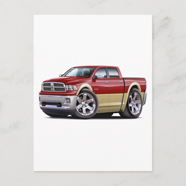 2010-12 Ram Dual Maroon-Tan Lastbil Vykort (Framsida)