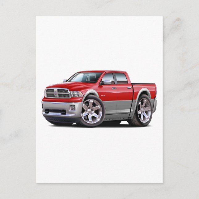 2010-12 Ram Dual Red-Grått Lastbil Vykort (Framsida)