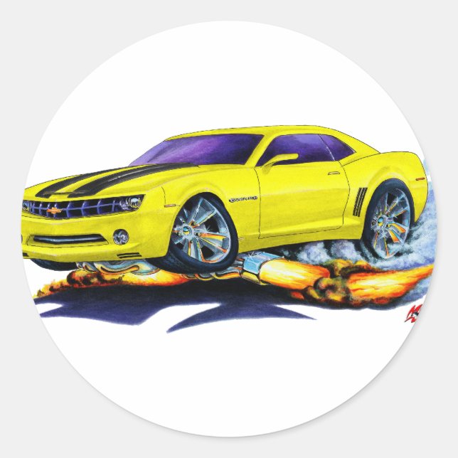 2010 års Gult-svart Camaro-bil Runt Klistermärke (Framsida)