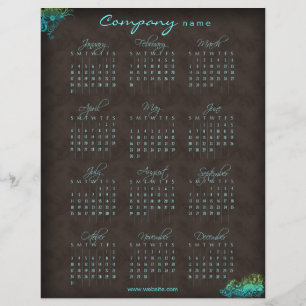 2010 Kalender blommig blå grön brun flygblad