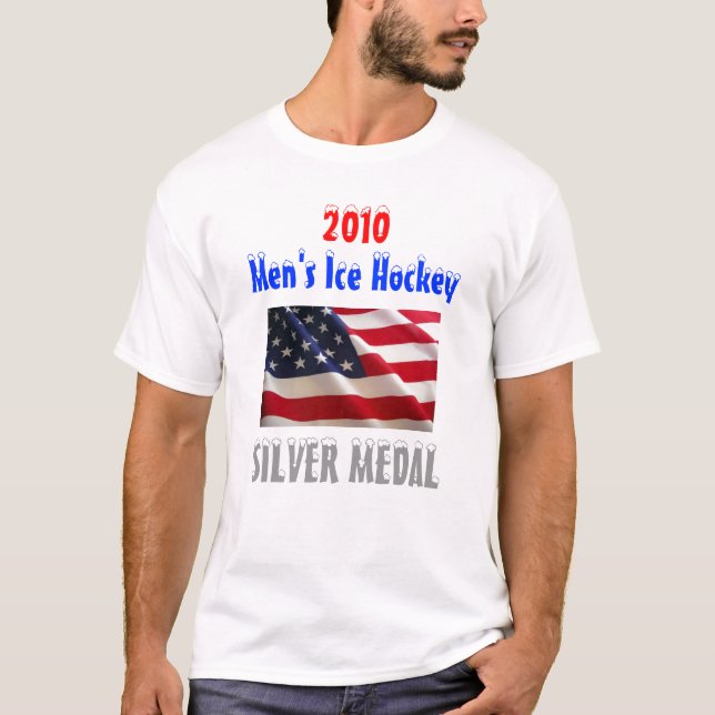 2010 USA manar ishockey - silvermedalj Tee (Framsida)