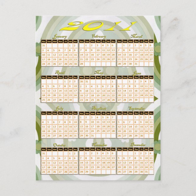 2011 Året i en snabbkalender Vykort (Framsida)