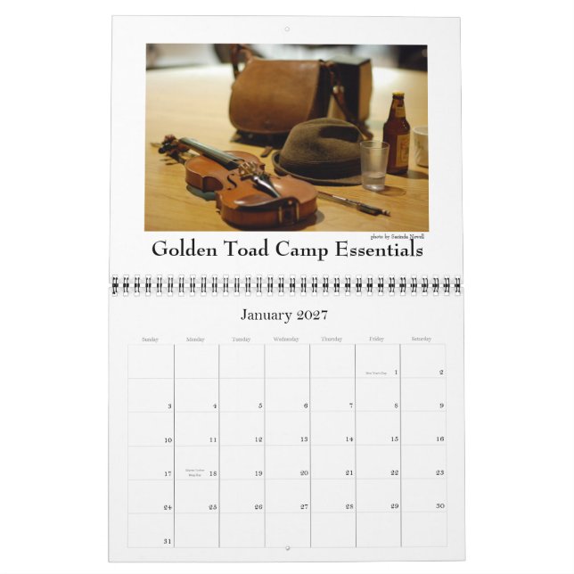 2011 års kalender för Golden Toad Camp (Jan 2027)