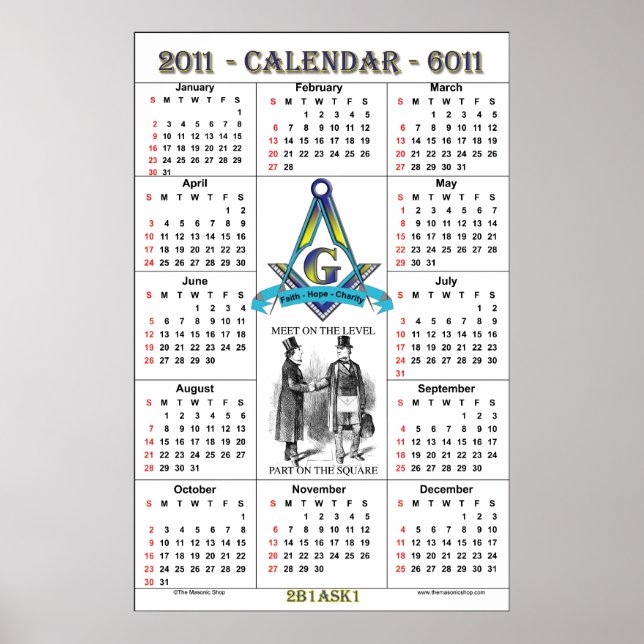 2011 års masoniska kalender poster (Framsidan)
