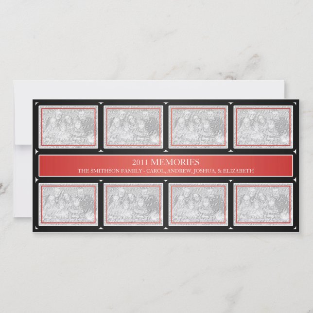 2011 års minnen - nyårsaftopassage Red Black Julkort (Framsida)