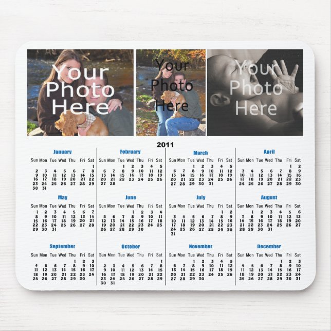 2011 Calendar Anpassningsbar Photo Mousepad - Add  Musmatta (Framsidan)