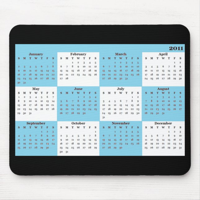 2011 kalenderblått Mousepad Musmatta (Framsidan)