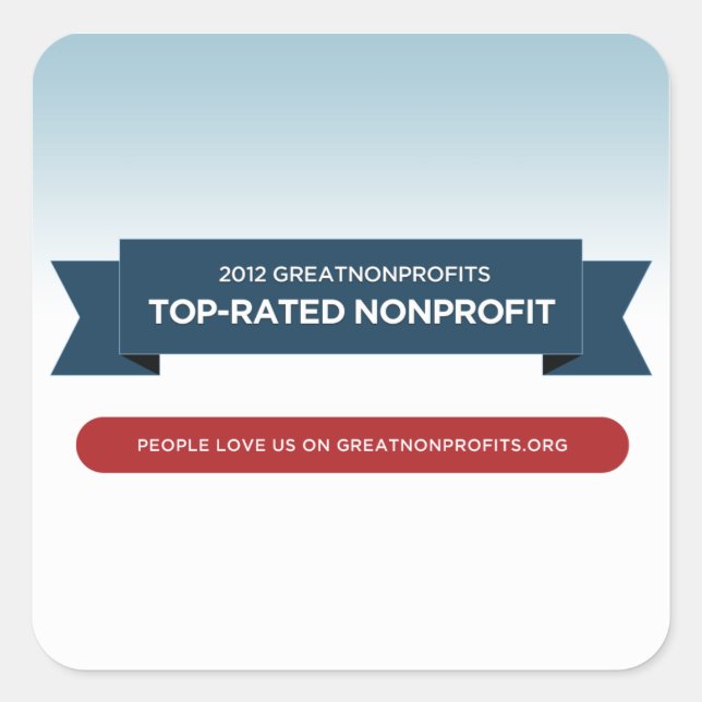 2012 års utmärkelse för GreatNonprofit Top-Rated A Fyrkantigt Klistermärke (Framsida)