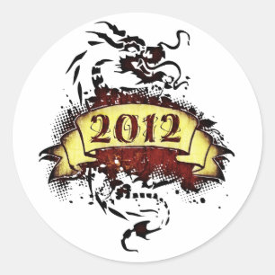 2012 - Dragens år - Stickers Runt Klistermärke