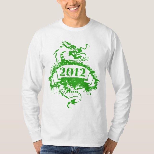 2012 - Grönt Dragon, vintage - T-Shirt (Framsida)