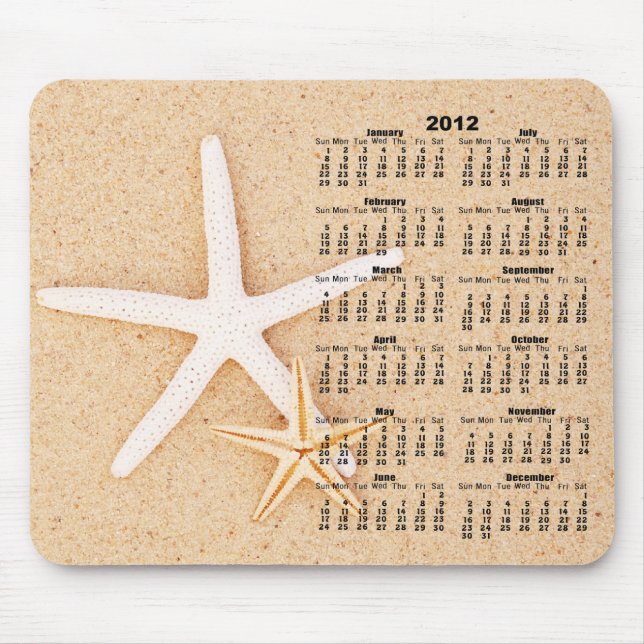 2012 kalender - sjöstjärna Mousepad Musmatta (Framsidan)