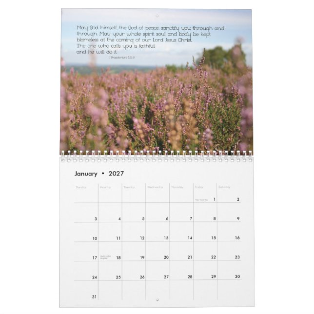 2012 kristna kalender: Böner av bibeln Kalender (Jan 2027)