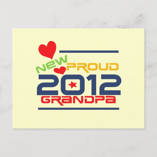 2012 Proud Grandpa T-shirts and Gifts Vykort (Framsida)