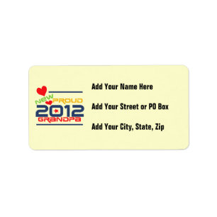 2012 stolt morfarT-tröja och gåvor Adressetikett