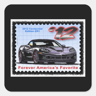 2012 Z06 Centennial Edition Corvette Fyrkantigt Klistermärke