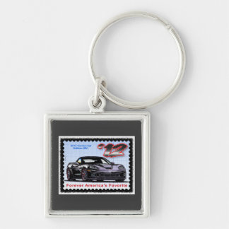 2012 Z06 hundraårs- upplaga Corvette Fyrkantig Silverfärgad Nyckelring