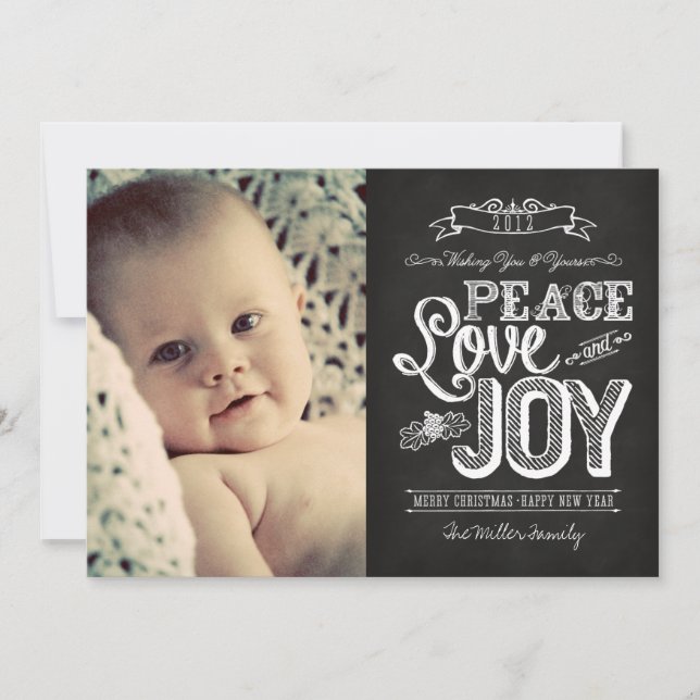 2013 ÅRS KORTSLÄNK NEDAN | Chalkboard Peace, Kärle Julkort (Framsida)