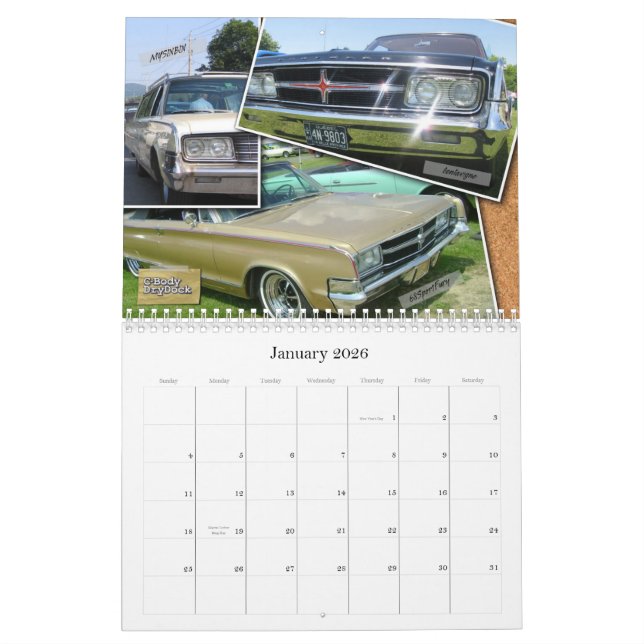 2013 C-Förkroppsliga den Mopar kalendern Kalender (Jan 2026)