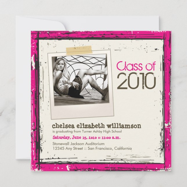 2013 Grunge-examensbevis (rosa) Meddelande (Framsida)