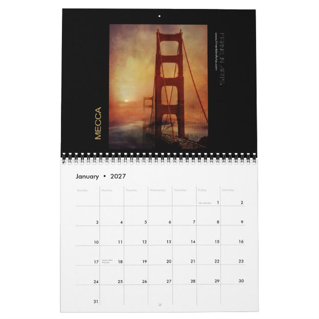2013 guld- grind överbryggar inspirerat konstverk kalender (Jan 2027)
