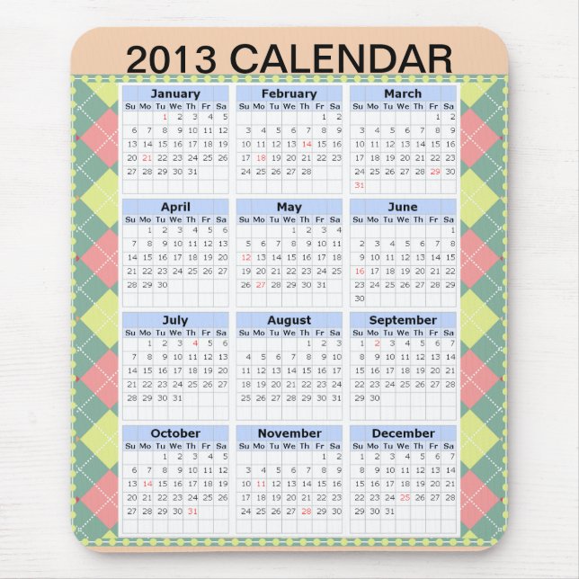 2013 Kalender i Mousepad Musmatta (Framsidan)