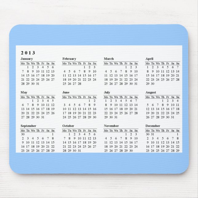 2013 kalender Mousepad Musmatta (Framsidan)