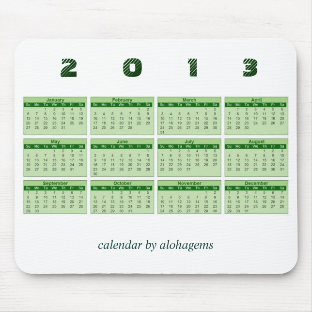 2013 kalender Mousepad Musmatta (Framsidan)