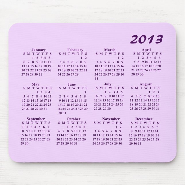 2013 kalender Mousepad Musmatta (Framsidan)