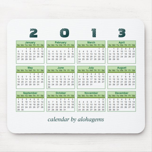 2013 kalender Mousepad Musmatta (Framsidan)