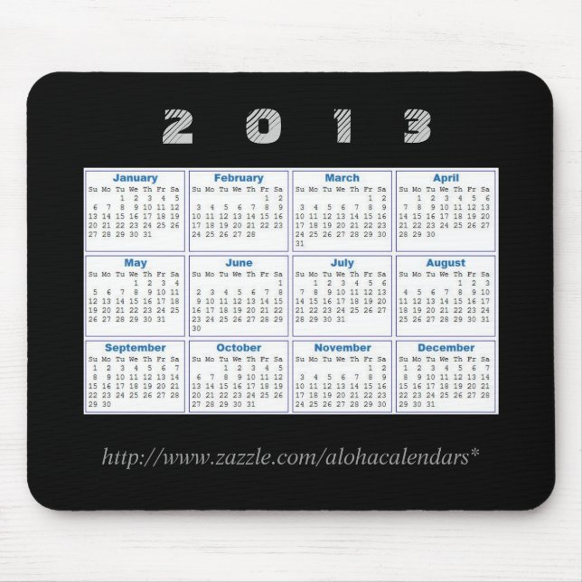 2013 kalender Mousepad Musmatta (Framsidan)