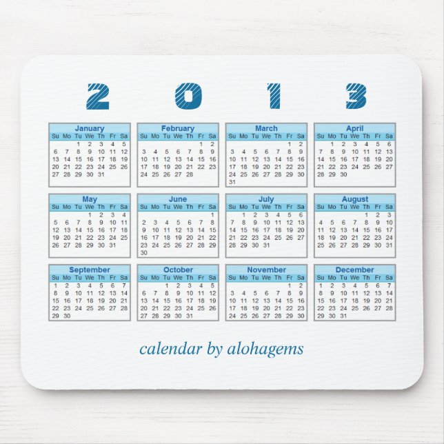 2013 kalender Mousepad Musmatta (Framsidan)