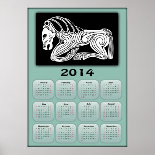 2014 År för hästkalender med Scytiansk häst Poster