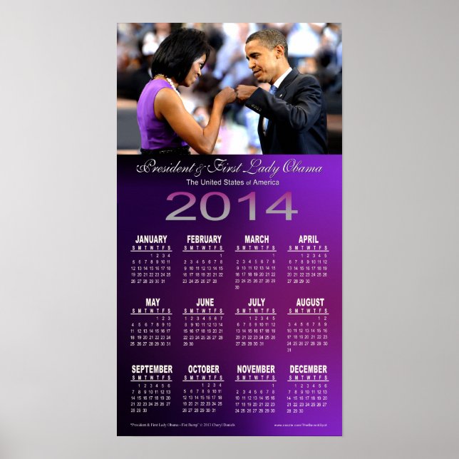 2014 års Barack- och Michelle Obama-kalender Poster (Framsidan)