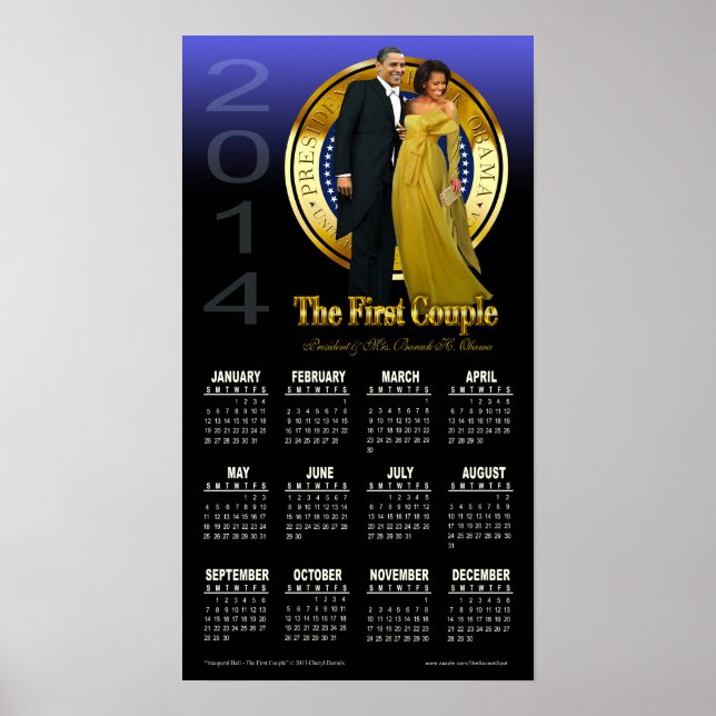 2014 års president Barack och Michelle Obama-kalen Poster (Framsidan)