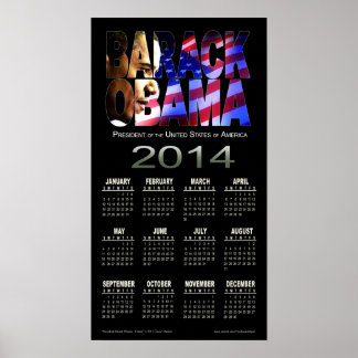 2014 Barack Obama Utklippskalender | svart Poster