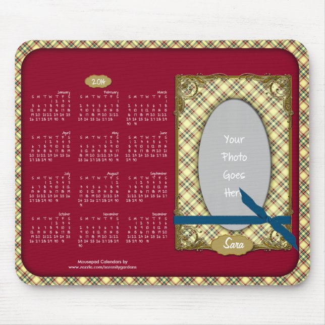 2014 Calendar Mousepad-Tartan Blue Raspberry Musmatta (Framsidan)