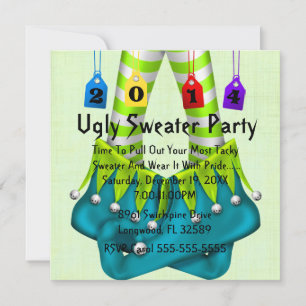 2014 Elf Shoes Ugly Sweater Julfest Inbjudan