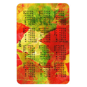 2014 färgrika löv för kalender magnet