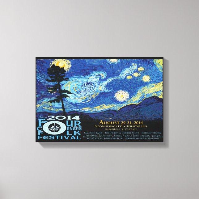 2014 Fyra folkfestivaler för hörn Poster Canvastryck (Framsida)