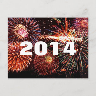 2014 Gott nytt år Fireworks Postcard Helg Vykort