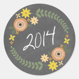 2014 Grad, Blommigt med inspired Orange Runt Klistermärke