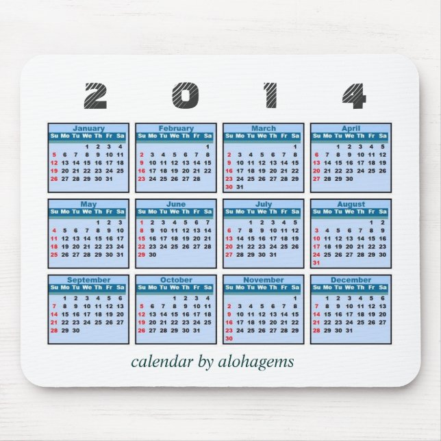 2014 kalender Mousepad Musmatta (Framsidan)