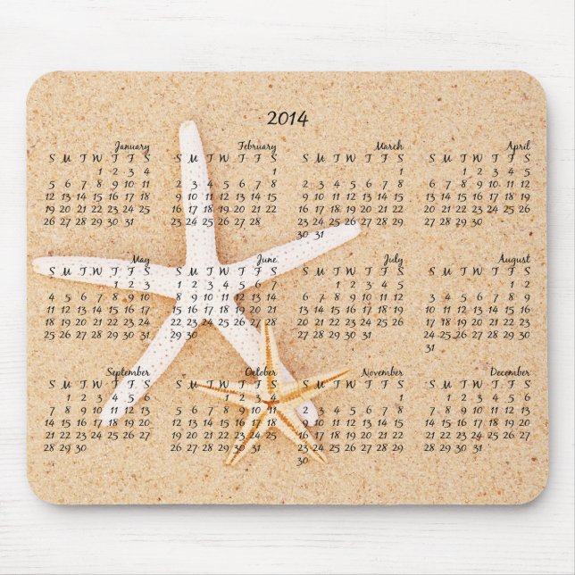 2014 kalender - sjöstjärna Mousepad Musmatta (Framsidan)