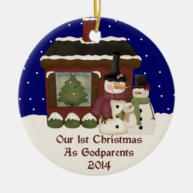 2014 vår 1st jul som Godparents Julgransprydnad Keramik (Framsidan)