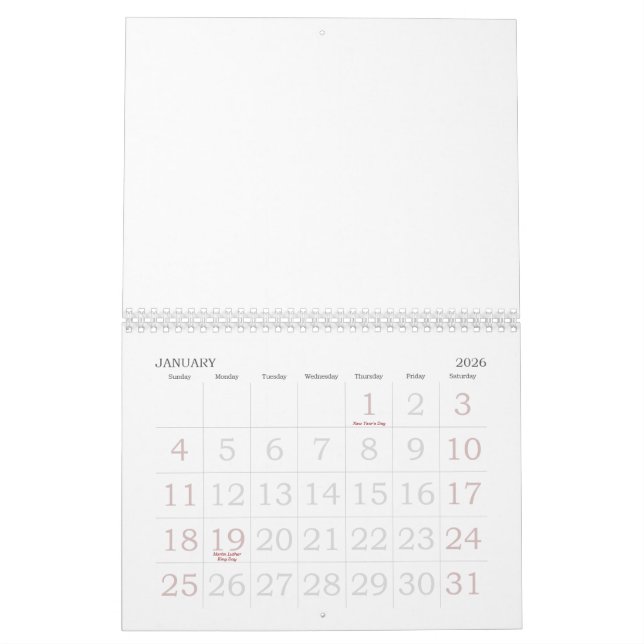 2015 års tomma kalender med stora Helgdagar (Jan 2026)