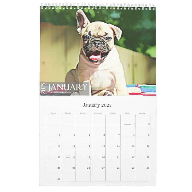 2015 FRANSKA BULLDOGGKALENDER KALENDER (Jan 2027)